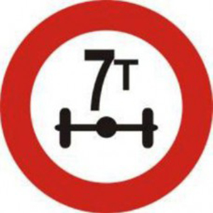 Biển báo 116 - Hạn chế trọng lượng trên trục xe