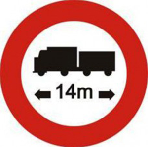 Biển báo 120 - Hạn chế chiều dài ôtô kéo moóc