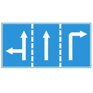 Biển báo 411 - Hướng đi trên mỗi làn đường theo vạch kẻ đường